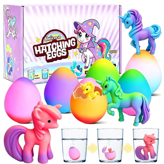 Unicorn Hatching Eggs for Kids, 6 Pack Surprise Grows 600%, Magical Birthday Gifts Back to School Party Favors Goodie Bag Stuffers, Fun Kids Toys Age 3 4 5 6 7 8 Girl Gifts