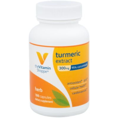 - Turmeric Extract 300mg, Standardized Herb That Supports Cellular Health Provides Antioxidant Benefits with 95 Curcumin and 65mg of Calcium (100 Capsules) by The Vitamin Shoppe