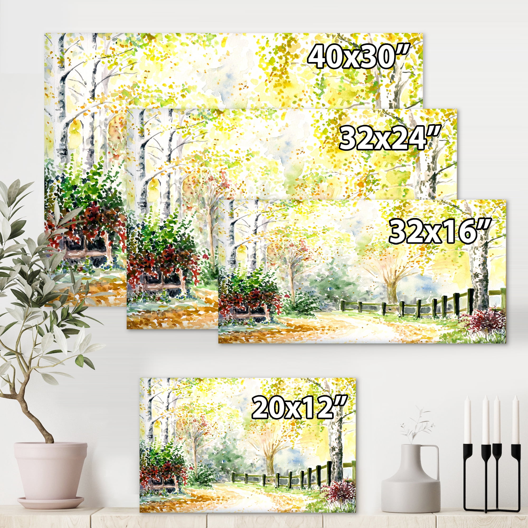 Designart ' Autumn Countryside The Afternoon Landscape ' Traditional Canvas Wall Art Print