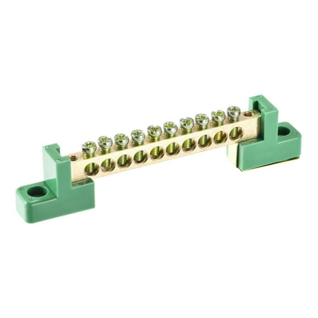 

Uxcell Bridge Design Terminal Screw Block Barrier Brass 10 Positions Green