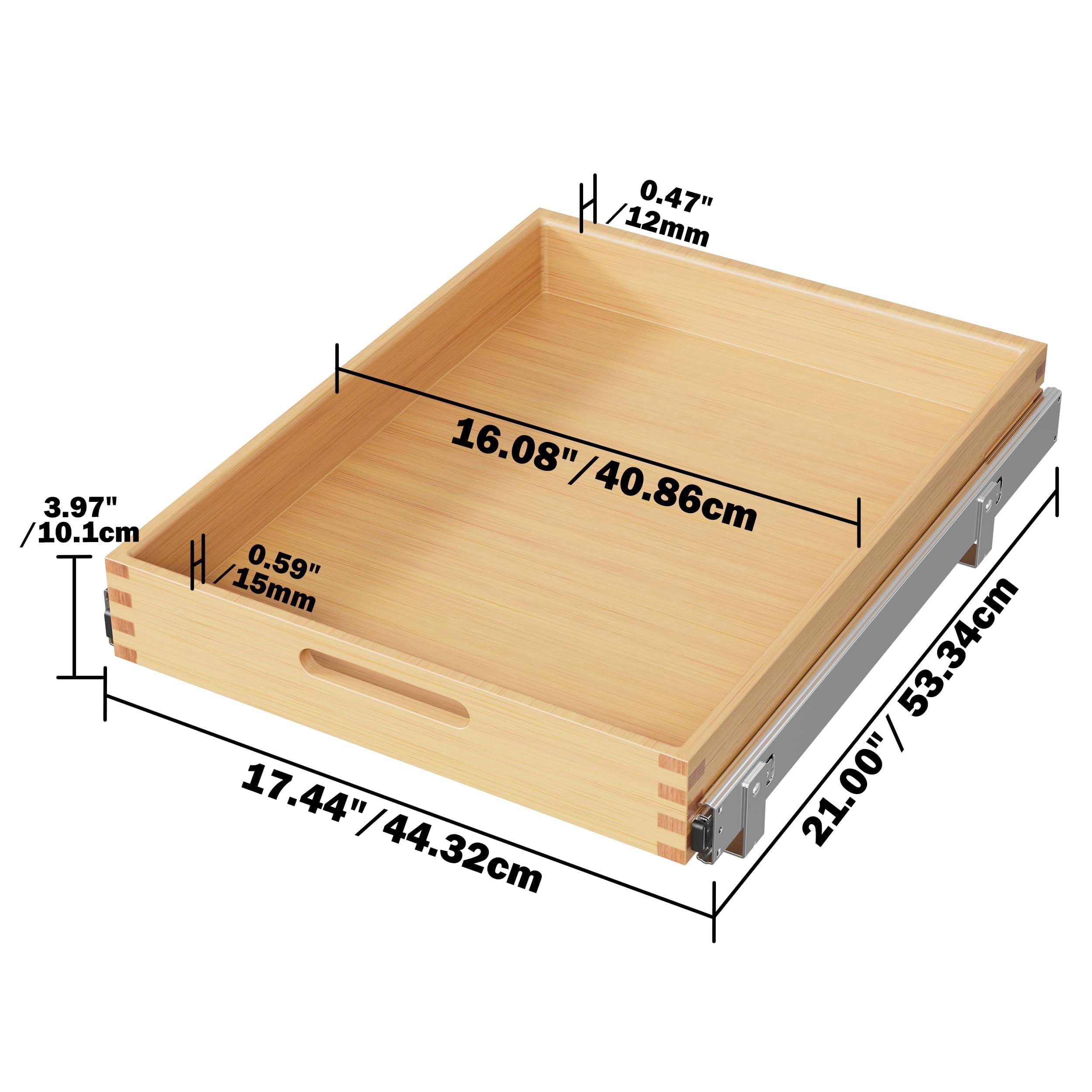 STORKING Heavy-Duty Pull-Out Cabinet Organizer, 18"W x 21"D Slide-Out Wood Drawer, 100 lb Capacity for Kitchen/Pantry Base Cabinets