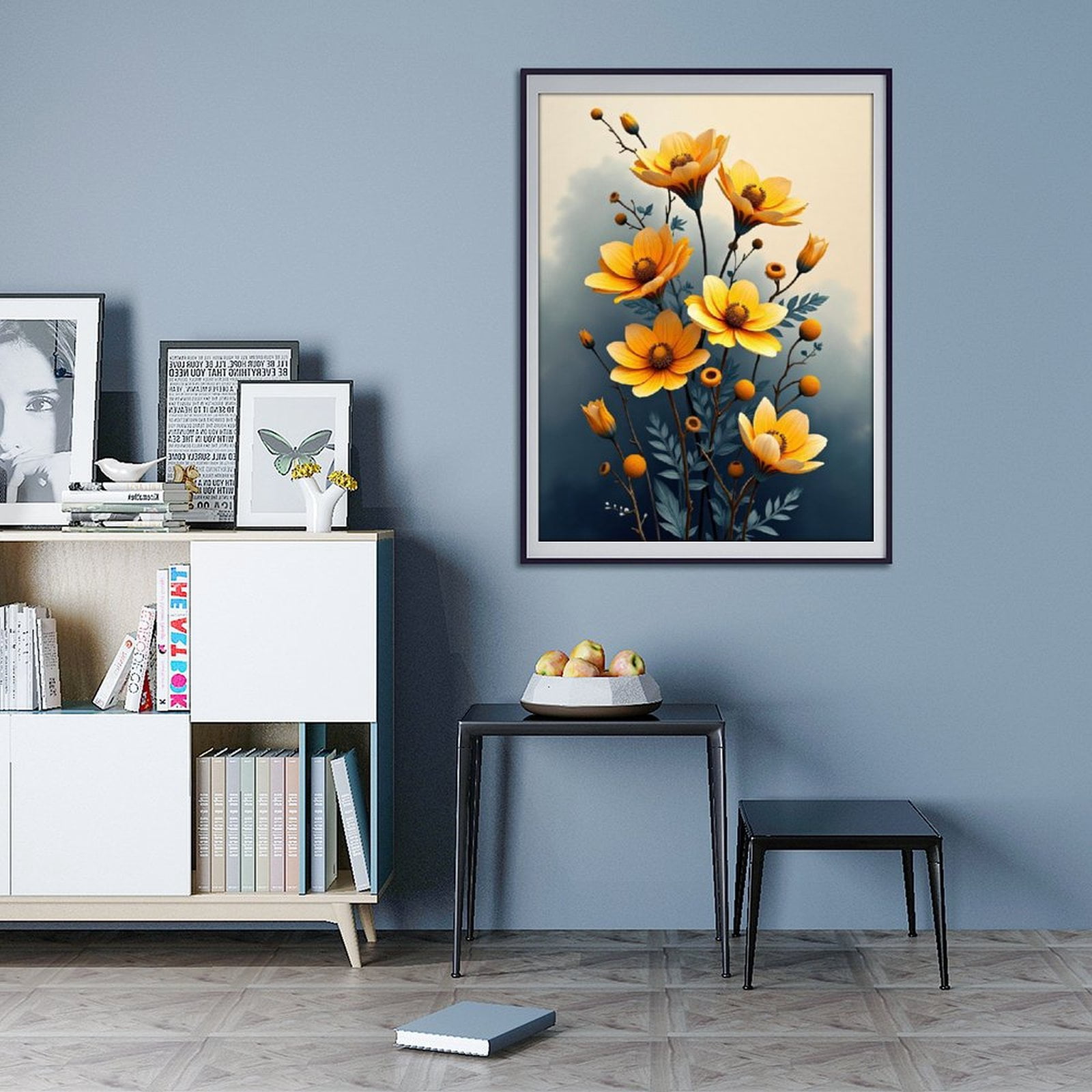 Diamond Art Kits for Adults - Flower Yellow Print No.68 5D Frameless Dimond Painting Kit for Adults Beginner, Round Diamond Kits for Home Wall Decor, Gift for Women