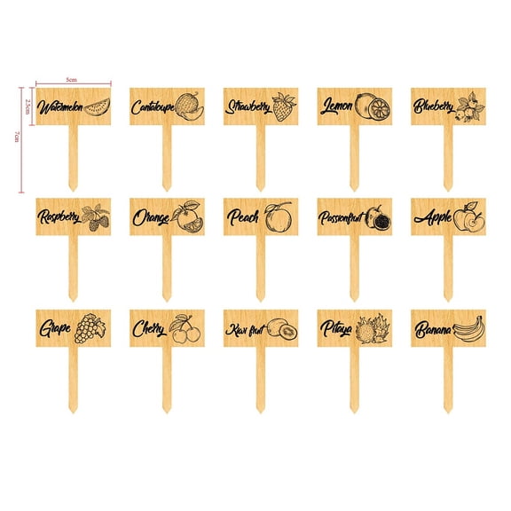 Wood Plant Labels for Seed Potting Herbs Flowers Vegetables Name Fruit 70x50x3mm 15pcs/set DIY