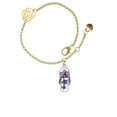 thumbnail image 2 of Delight Jewelry Silvertone Purple Open Plumeria Flower Flip Flop Gold-tone Rose Link Chain Bracelet, 6.25"+1.75" Extender, 2 of 4