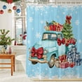 thumbnail image 6 of Shower Curtain 66"W x 72"L Christmas Trucks Xmas Tree Gifts Snowflakes Blue Fabric Shower Curtains Set with Hooks Water Repellent Bathroom Curtains Machine Washable Bathroom Accessories, 6 of 9