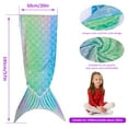 thumbnail image 3 of Dznils Mermaid Tail Blanket for Kids, Super Soft Plush Flannel Sleeping Snuggle Blanket, Blue, 3 of 10