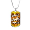 thumbnail image 1 of Fabriqué dans l'Image de Dieu Collier en Acier Inoxydable Ou 18k or Chien Tag 24" Chaîne, 1 of 8
