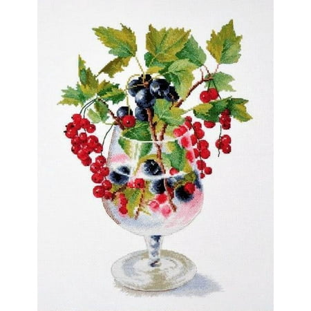 UPC: 4660009927522 | Counted Cross Stitch Kit Currant 882 Needlework Easy Nature Green Red Water By Oven Small Canvas Cotton