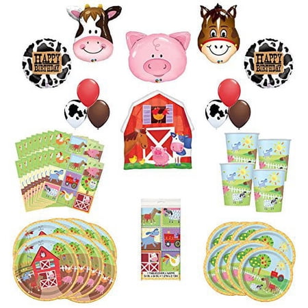 Farm Animal Party Supplies 8 Guests Birthday Balloon Bouquet Decorations