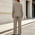 thumbnail image 5 of vdgthytj Tracksuits Women 2 Piece Set Long Sleeve V-Neck Button Tops Drawstring Straight Leg Pants Fall Loungewear Outfits(Large,Khaki), 5 of 7