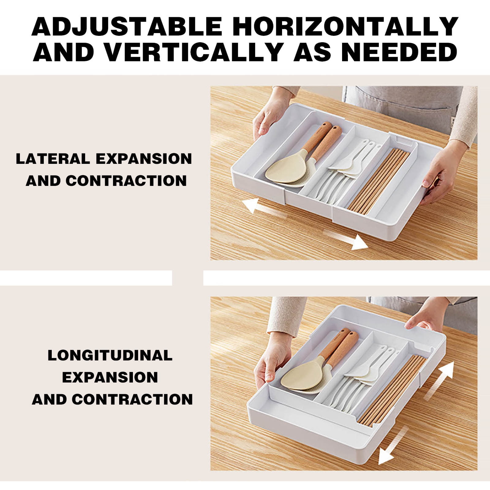 Silverware Organizer,Utensil Drawer Organizer,Drawer Storage Box,Kitchen Drawer Organizer,Plastic Cutlery Drawer Boxes for Kitchen and Household(White 5pcs/Set 10.63*10.63in)from ANMUYUM