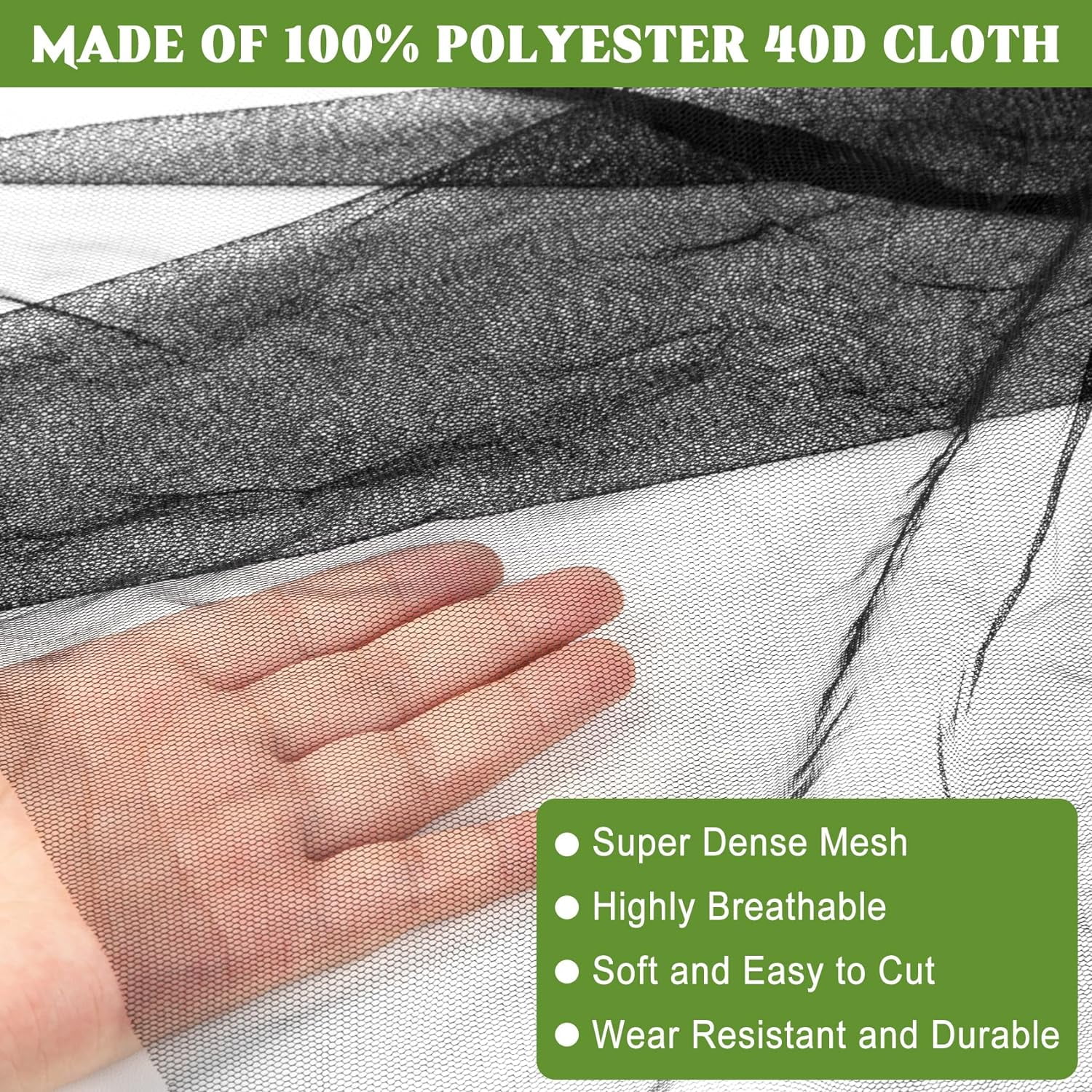 39 x 10 Ft Breathable Garden Mesh Netting, Multipurpose Insect and Bird Barrier Net, Outdoor Mosquito Protection Cover for Patio, Vegetables, Fruits and Garden Plants