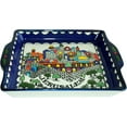 thumbnail image 2 of Holy Land Market Armenian Ceramic Jerusalem City square Bread/Matzah Seder Plate - 9.5 Inches - Asfour Outlet Trademark, 2 of 2