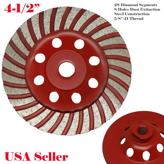 MTP ® 4.5" 5/8-11 Thread Diamond Grinding CUP Wheel Disc Grinder Concrete 28 Segments for Stone Granite Power Angle Grinder