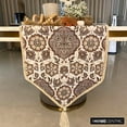 thumbnail image 4 of Holiday Table Décor Beige Coffee Table Runner (14 x 36 inch) Velvet Table Linen, Printed, Tassels, Handmade Table Runner for Holiday, Party, Dining, Christmas Hosting, Gifts, Art Deco - Cider Florals, 4 of 9