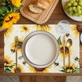 thumbnail image 4 of Yellow Sunflowers Bees Placemats Set of 12, Summer Country Floral Rustic Placemats for Dining Table, Place Mats for Kitchen Tabletop, Waterproof Wipeable Dining Table Mats Set, 4 of 9