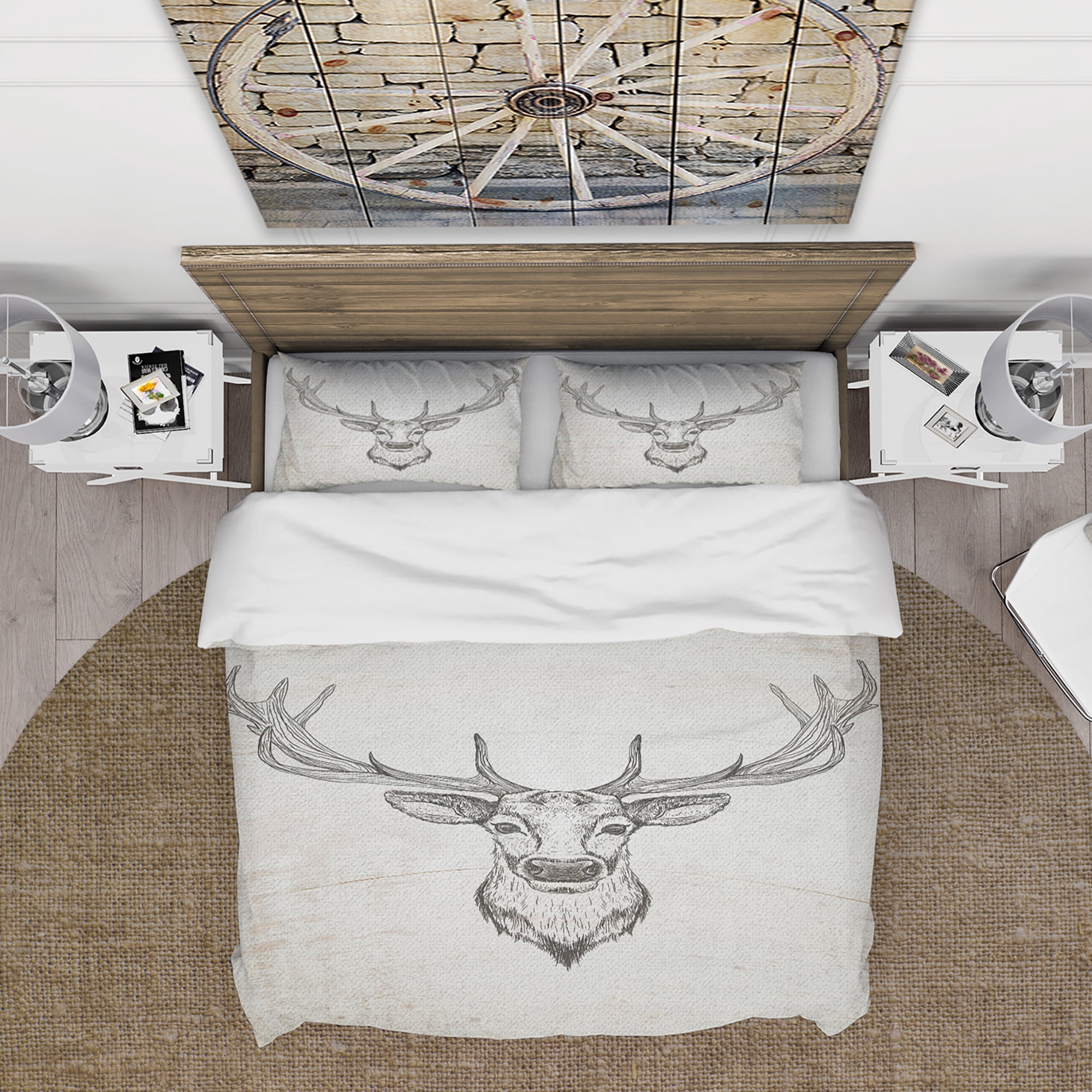 Designart 'Deer Wild and Beautiful IV' Farmhouse Duvet Cover Set