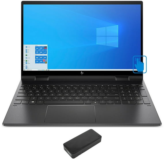 HP ENVY x360 -15 Home/Business 2-in-1 Laptop (AMD Ryzen 5 5500U 6-Core, 15.6in 60Hz Touch Full HD (1920x1080), AMD Radeon, 32GB RAM, 1TB PCIe SSD, Win 11 Pro) with DV4K Dock