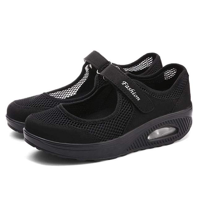 Zapatos de amortiguación para caminar para mujer zapatos gruesos antideslizantes zapatos deportivos ajustables para exteriores
