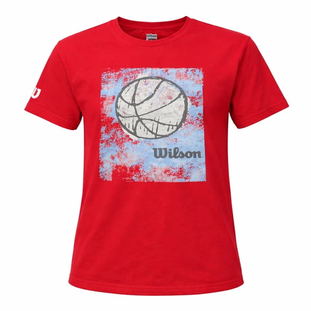 Playera Deportiva Wilson para Hombre Manga Corta Estampada Color Rojo Talla EG