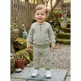 thumbnail image 5 of Loicainy Toddler Baby Boys Fall Outfit 3 6 12 18 24 Months 2T 3T 4T Casual Long Sleeve Striped Pullover with Pants 2Pcs Clothes Set, 5 of 9