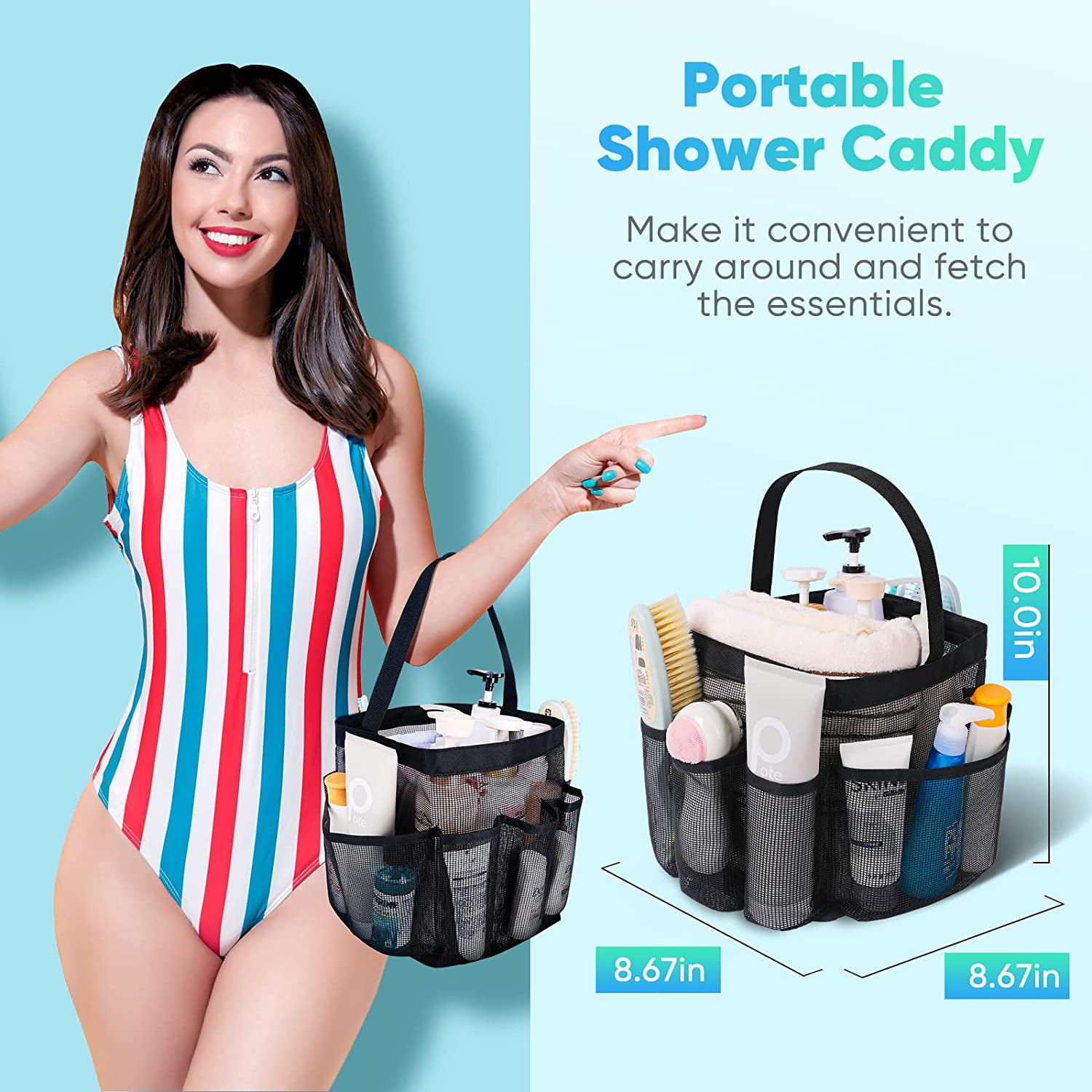 Moyad Mesh Shower Caddy Portable Toiletry Bag Shower Tote College Dorm Room