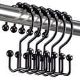 thumbnail image 3 of Titanker Ganchos para Cortina de Ducha, Ganchos de Ducha de Doble Deslizamiento de Metal Resistentes al óxido para Cortinas de Barras de Ducha de baño, Juego de 12 Ganchos - Negro Mate, 3 of 4