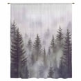 thumbnail image 2 of Green Forest Sheer Curtains 45 Inches Long, Vintage Rustic Pine Trees Nature Landscape Light Filering Curtains, Breathable Simi Curtain Privacy Drapes for Kitchen Bathroom Small Window Treatment, 2 of 9