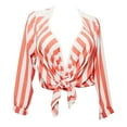 thumbnail image 2 of eVogues Plus Size Stripe Print Cardigan Orange, 2 of 5