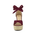 thumbnail image 4 of BLISSFUL STEP Women's Shoes Espadrilles Wedge Tie Up Ankle Strap Sandals Burgundy 9, 4 of 5