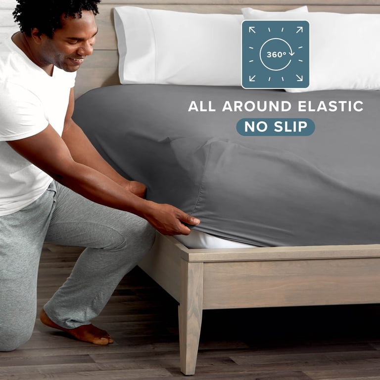 Bare Home Luxury 1800 Collection Queen Fitted Sheet, Gray photo 3