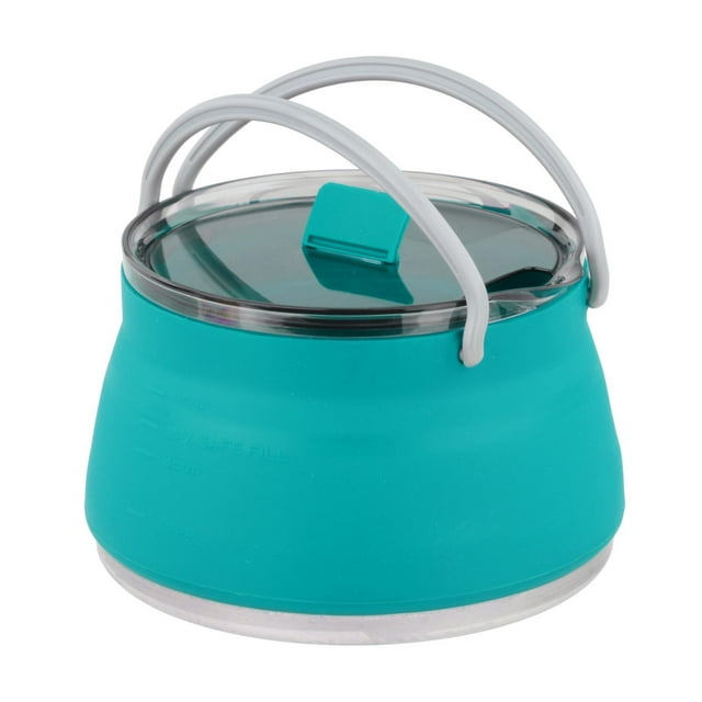 Hervidor plegable de silicona para viaje, portátil, para acampar, para café y leche Azul