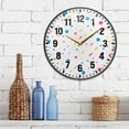 thumbnail image 3 of Yayeee Wall Clock Battery Operated 9.5" Silent Quartz Non-Ticking for Living Room Decor, White Retro Pattern, 3 of 8