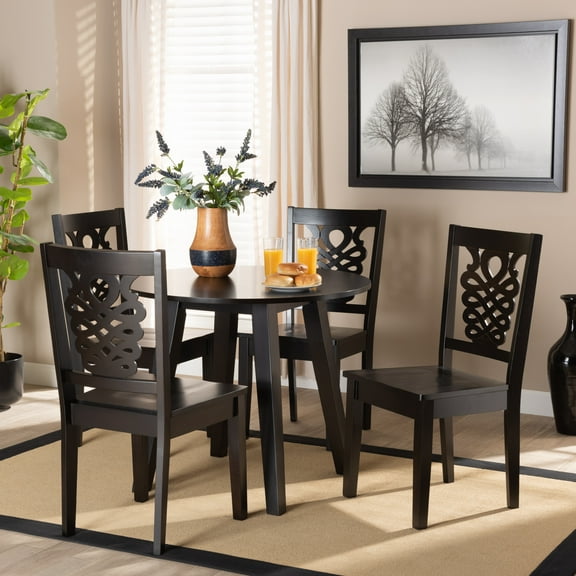 Baxton Studio Mina Modern and Contemporary Transitional Dark Brown Finished Wood 5-Piece Dining Set