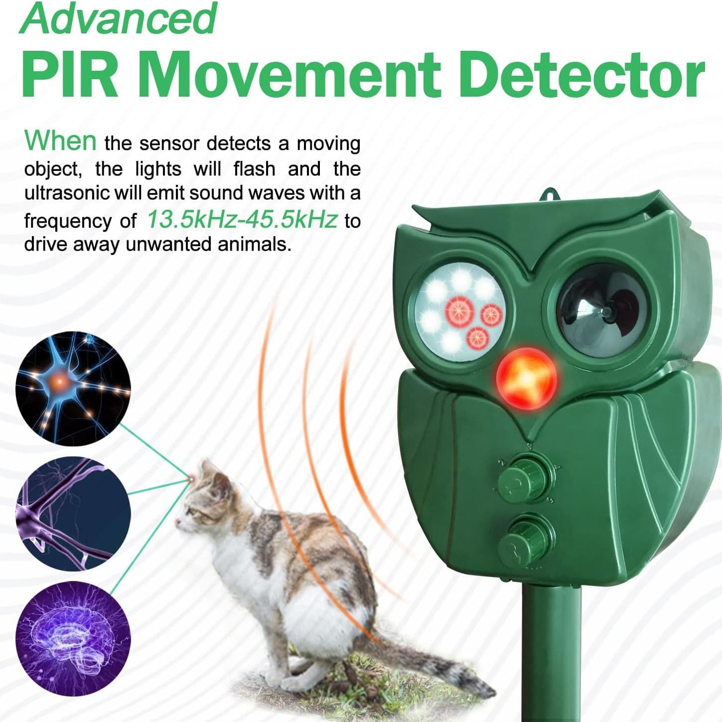 JahyElec Solar Animal Repeller,2 Pack Ultrasonic Cat Repellent Outdoor with Motion Sensor Waterproof Deer Deterrent with LED Flash Light Deterrent Raccoons Skunks