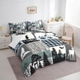 thumbnail image 3 of Homewish Rustic Bohemain Tribal 7 Pieces Bedding Comforter Set,Safari Wolves Deer Full Bedding Set,Blue Gray White Fitted Sheet Flat Sheet For Men Women,Super Cozy Room Decor, 3 of 8