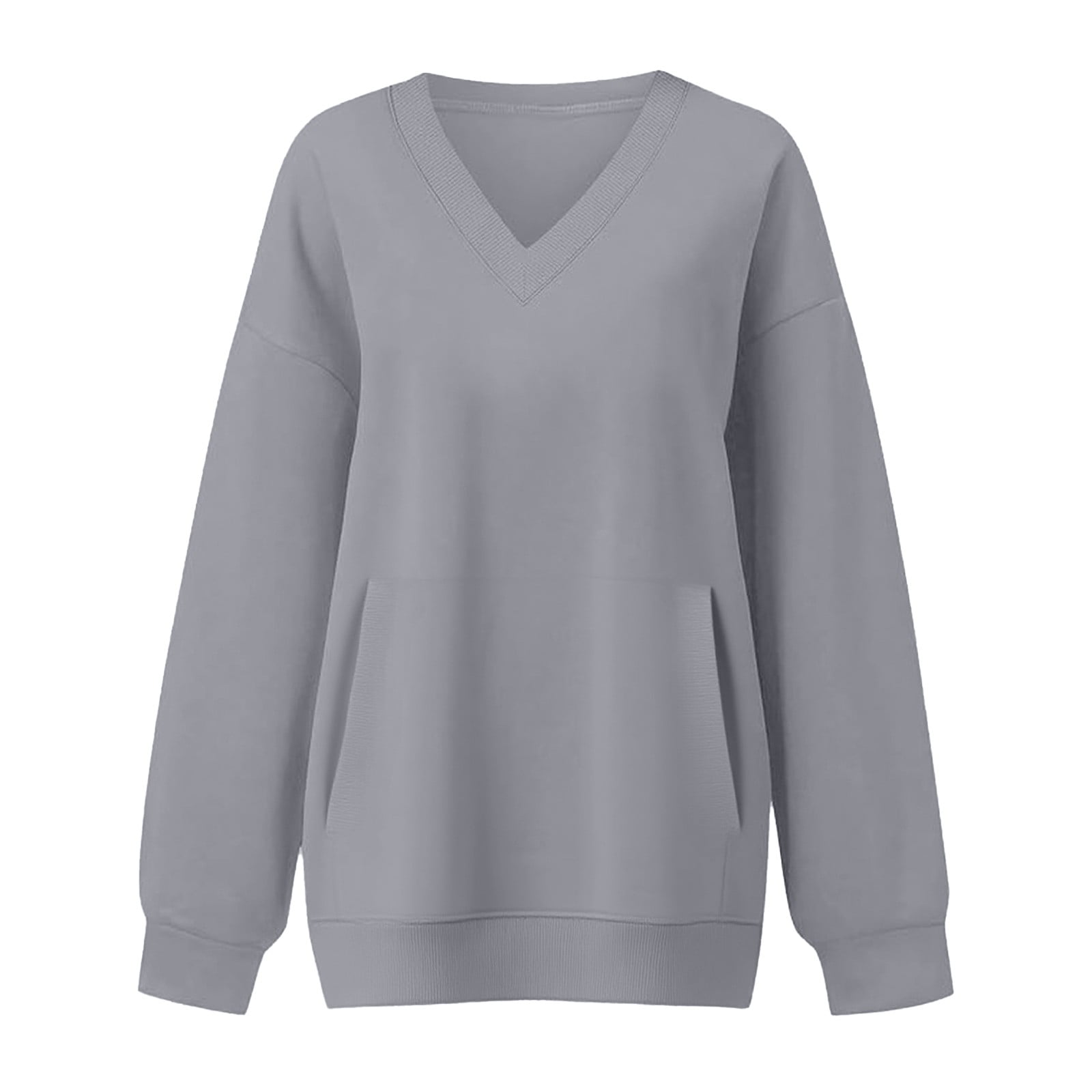 ★新品未使用★gypsohila V Neck Sweat Lightgray Amazon.com: Hilinker Womens V Neck Oversized Sweatshirts