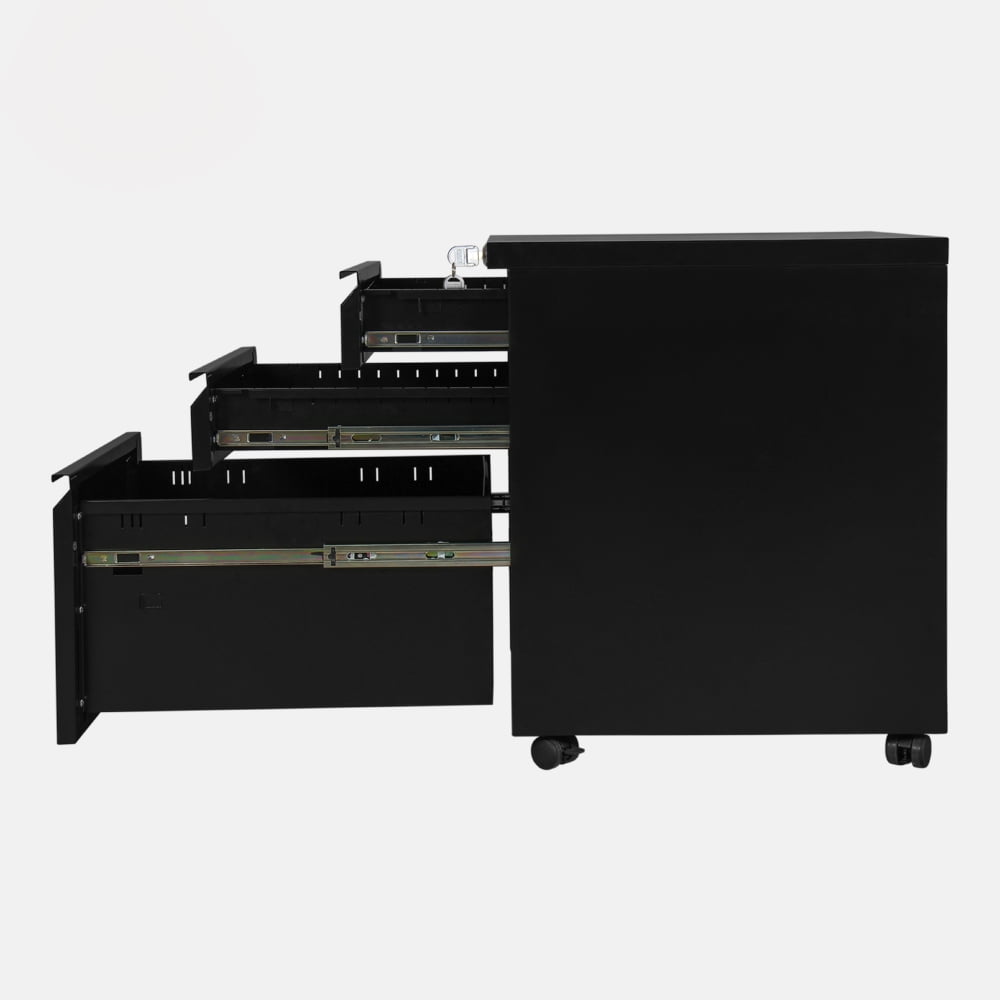 Kepooman Mobile Filing Cabinet, Metal Filing Cabinet with Lock and 3 Drawers, Letter/legal Size, Black Kepooman Mobile Filing Cabinet, Metal Filing Cabinet with Lock and 3 Drawers, Letter/legal Size, Black