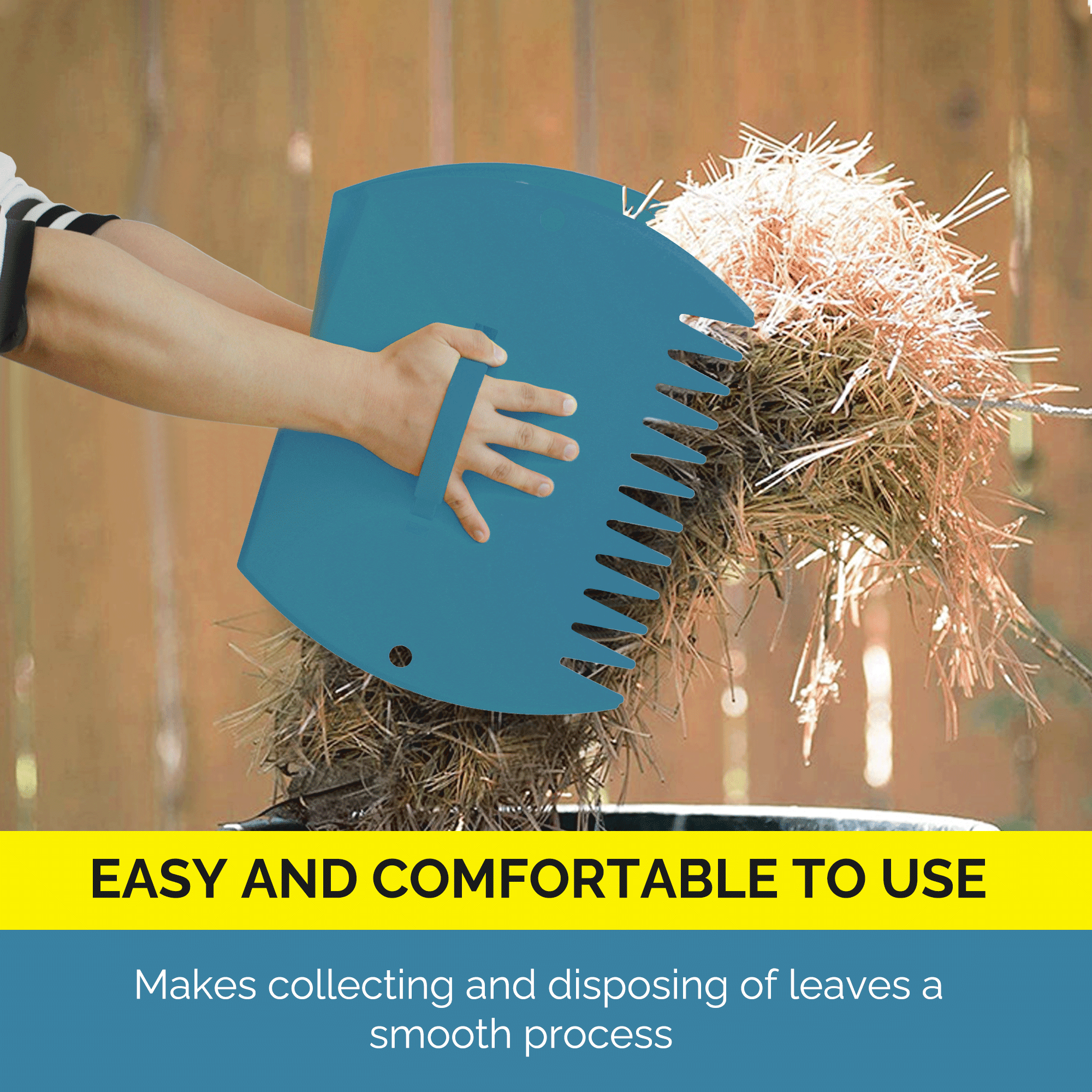 GardenHOME Leaf Scoops and Leaf Rakes for Yard, Large, 1 Pair (Blue) with Handles