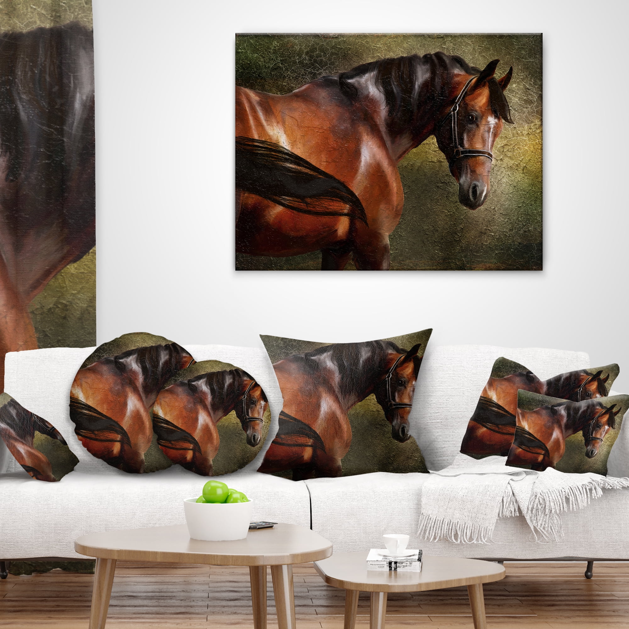Designart The Thoroughbred - Animal Throw Pillow - 12x20
