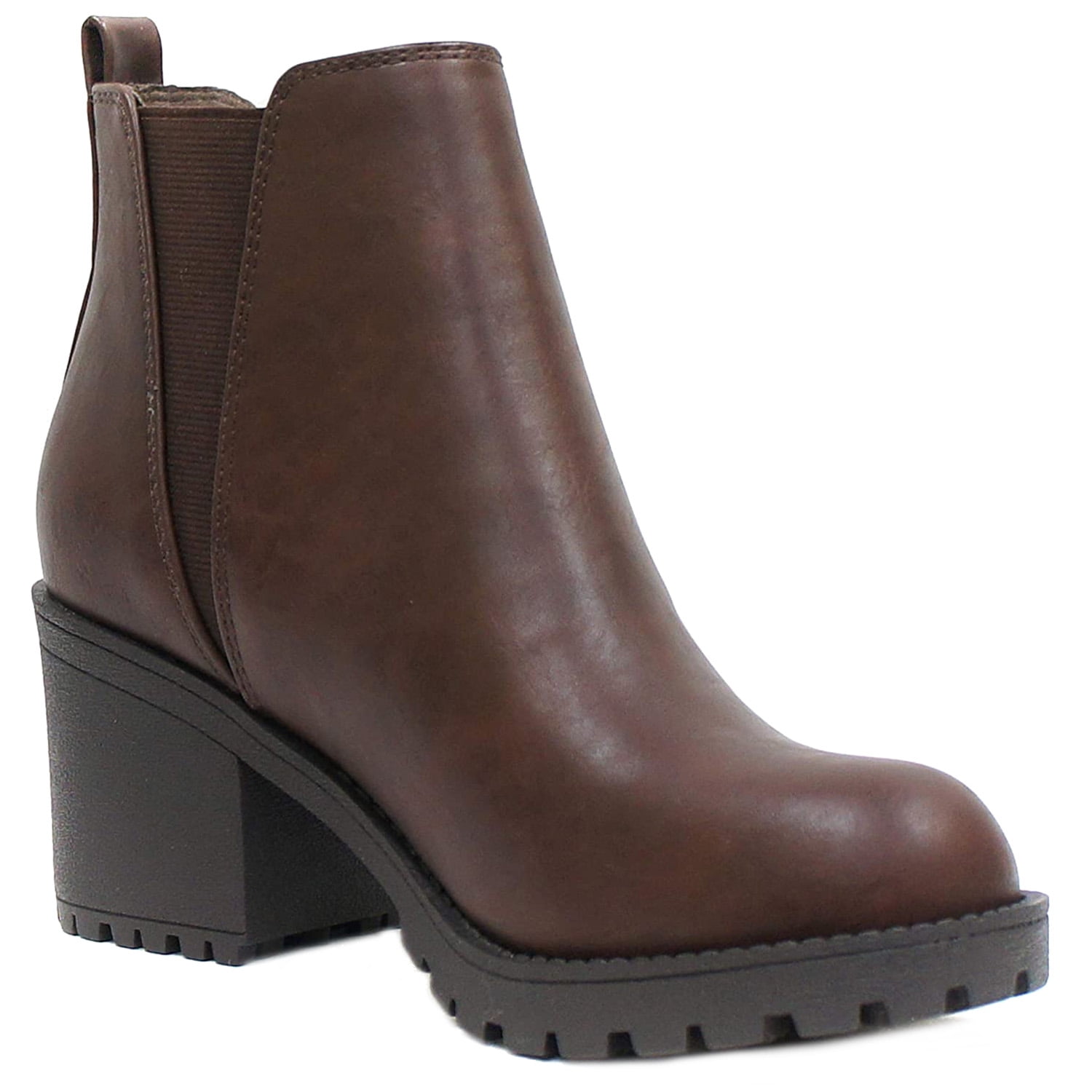beige lug sole booties