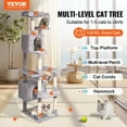 thumbnail image 2 of Cat Tree for Indoor Cats, 72" Cat Tower with 2 Cat Condos, Sisal Scratching Post, Hammock, Top Perch, Jumping Platforms 72" - Light Grey, 2 of 5