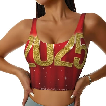 Matuu Happy New Year 2025 F for Women s Sports Bra - Soft  Comfortable and Breathable Sports Vest for Yoga  Fitness  and Dance-Large