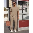 thumbnail image 4 of COOFANDY Men' 2 Pieces Outfits Casual Quarter Zip Polo Shirt and Jogging Pants Summer Tracksuits Set, 4 of 6