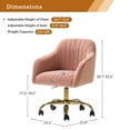 thumbnail image 5 of Velvet Office Desk Chair Makeup Vanity Table Chairs Adjustable Armchair Gold Legs Pink, 5 of 12