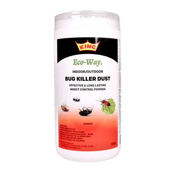 KING Eco-Way Indoor/Outdoor Bug Killer Dust, Ready-to-Use Diatomaceous Earth Insect Control Powder for Ants, Cockroaches, Bedbugs, Silverfish & Fleas, 300g