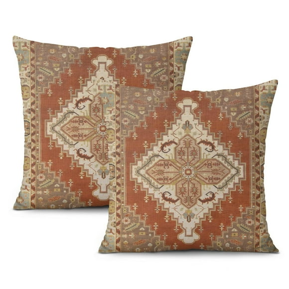 Housses de Coussin Fleurs Bohémiennes, Housses de Coussin Douces, Taies d'Oreiller en Lin Impression Double Face pour Canapé Sofa Décoration Extérieure, Ensemble Décoratif de 2, 20x20 Pouces