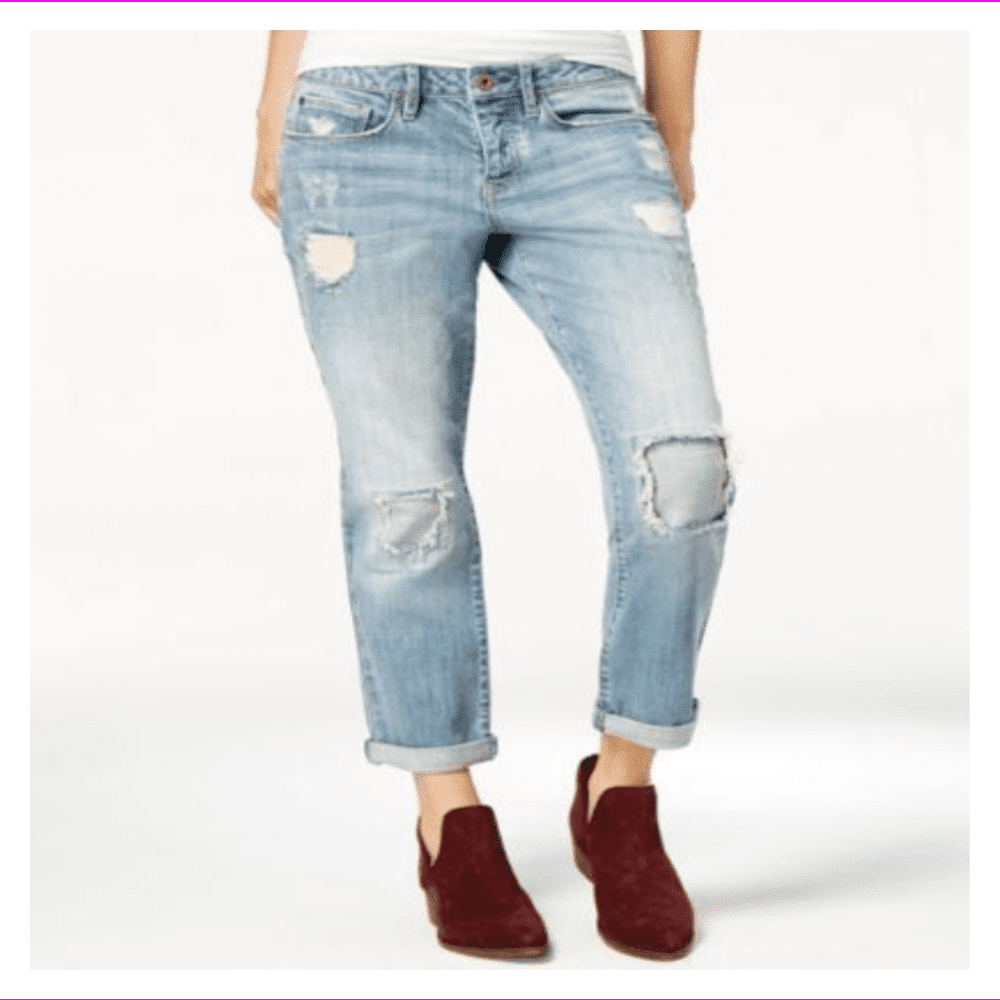 American Rag Juniors Ripped Cropped Girlfriend Jeans