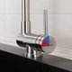 thumbnail image 4 of Grifo de cocina de acero inoxidable, mezclador de agua fría y caliente, giratorio de 360°, para 1 fregadero y 2 fregaderos, con canal de agua sin plomo y tubería PEX de grado alimenticio (cartucho de, 4 of 5