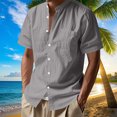 thumbnail image 1 of pstuiky Camisas de vestir de manga corta para hombre, Blusa informal de manga corta con cuello vuelto y botones de color liso para hombre camisetas de hombre xxl, 1 of 9